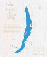 Lake Baikal, Russia - Laser Cut Wood Map