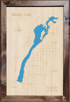 Banks Lake, Washington - Laser Cut Wood Map