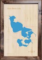 Baw Beese Lake, Michigan - Laser Cut Wood Map