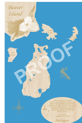 Beaver Island, Michigan - Laser Cut Wood Map