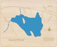 Beaver Pond, Maine - Laser Cut Wood Map