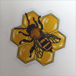 Bee on Honeycomb Weather Resistant Sticker