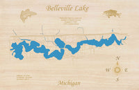Belleview Lake, Michigan- Laser Cut Wood Map