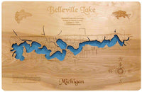 Belleview Lake, Michigan- Laser Cut Wood Map