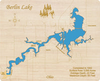 Berlin Lake, Ohio - Laser Cut Wood Map