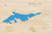 Big Bear Lake, California - Laser Cut Wood Map