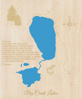 Big Creek Lakes, Colorado - Laser Cut Wood Map