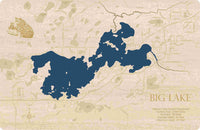 Big Lake, Alaska - Laser Cut Wood Map