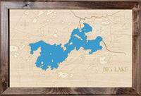 Big Lake, Alaska - Laser Cut Wood Map