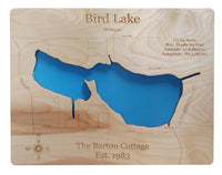 Bird Lake, MI - Laser Cut Wood Map