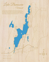 Lake Bomoseen, Vermont- Laser Cut Wood Map