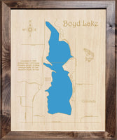 Boyd Lake, CO - Laser Cut Wood Map