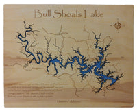 Bull Shoals Lake in Arkansas and Missouri - Laser Cut Wood Map