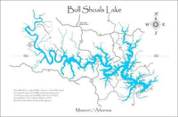 Bull Shoals Lake in Arkansas and Missouri - Laser Cut Wood Map