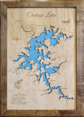 Chatuge Lake NC - Laser Cut Wood Map