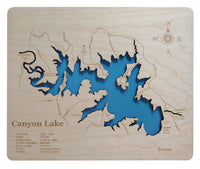 Canyon Lake, Texas - Laser Cut Wood Map