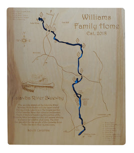 Catawba River Blueway - Laser Cut Wood Map