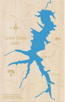 Cedar Creek Lake, Kentucky  - Laser Cut Wood Map