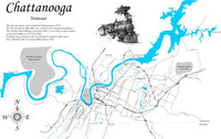 Chattanooga, Tennessee - Laser Cut Wood Map