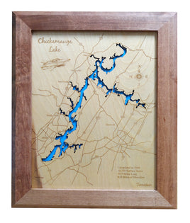 Chickamauga Lake, Tennessee - Laser Cut Wood Map