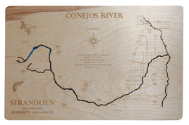 The Conejos River - Laser Cut Wood Map