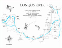 The Conejos River - Laser Cut Wood Map