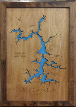 Deep Creek Lake, MD - Laser Cut Wood Map