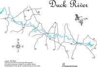 Duck River, Tennessee - Laser Cut Wood Map