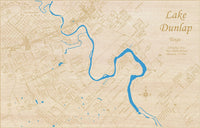 Lake Dunlap, Texas - Laser Cut Wood Map