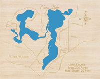 Echo Lake, Wisconsin - Laser Cut Wood Map