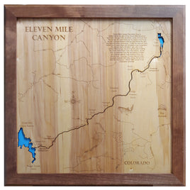 Eleven Mile Canyon, Colorado - Laser Cut Wood Map