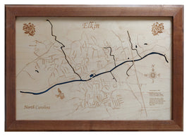 Elkin, North Carolina - Laser Cut Wood Map