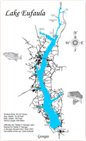 Lake Eufaula in Georgia and Alabama- Laser Cut Wood Map