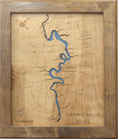 Fort Patrick Henry Lake, Tennessee - Laser Cut Wood Map