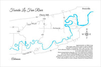 Fourche La Fave River, Arkansas - Laser Cut Wood Map