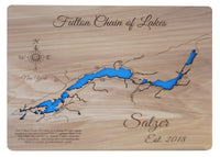Fulton Chain of Lakes, New York - Laser Cut Wood Map