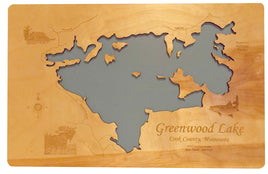 Greenwood Lake, MN - Laser Cut Wood Map