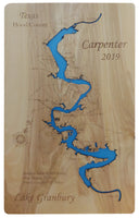 Lake Granbury, Texas - Laser Cut Wood Map