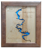 Lake Granbury, Texas - Laser Cut Wood Map