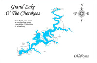 Grand Lake O' the Cherokees, OK  - Laser Cut Wood Map