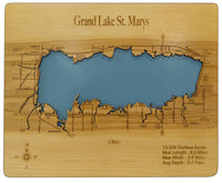 Grand Lake St. Marys, OH - Laser Cut Wood Map