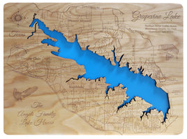 Grapevine Lake, Texas - Laser Cut Wood Map