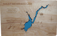 Great Sacandaga Lake, New York - Laser Cut Wood Map