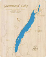 Greenwood Lake in New York and New Jersey - Laser Cut Wood Map