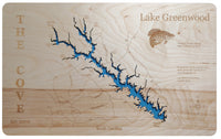 Lake Greenwood, South Carolina - Laser Cut Wood Map