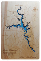Lake Harding, Georgia - Laser Cut Wood Map
