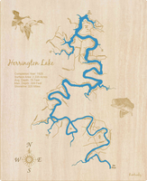 Herrington Lake, Kentucky - Laser Cut Wood Map