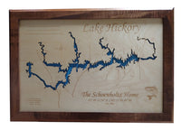 Lake Hickory, NC - Laser Cut Wood Map
