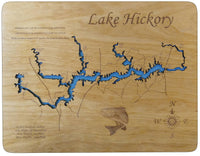 Lake Hickory, NC - Laser Cut Wood Map