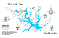 High Rock Lake, NC - Laser Cut Wood Map
